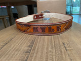 Western belt - hand carved feathers